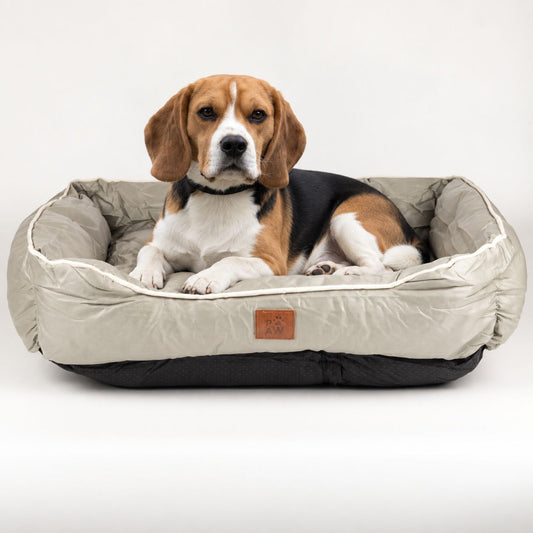 Cama mediana caqui beige para perros