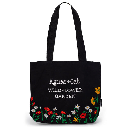 Agnes + Cat Bossa Tote de Jardí amb Flors Silvestres - Negre