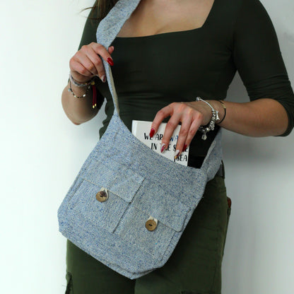 Bossa de Dues Butxaques Tons Naturals- Vaquer Denim- Mitjana