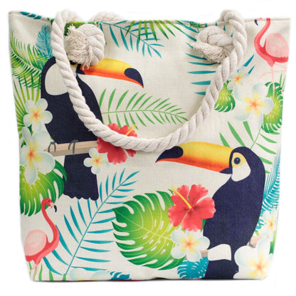 Bossa shopper amb nansa de corda - tucà tropical