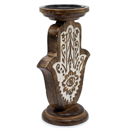 Candelabre de Fusta de Mango - Hamsa - Gran 25x18cm