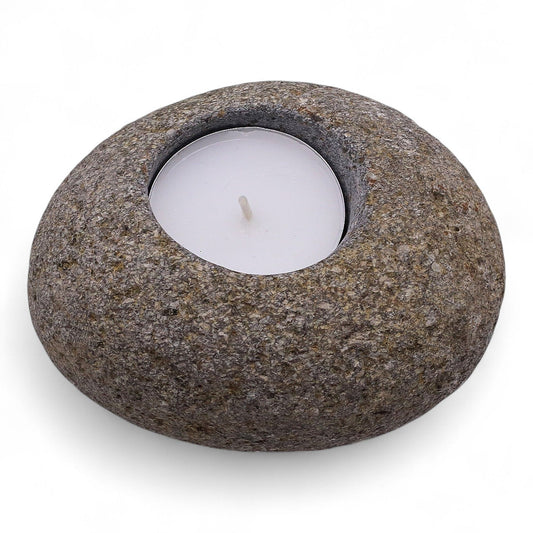 Portacandeles de pedra de riu natural - llum de nit única