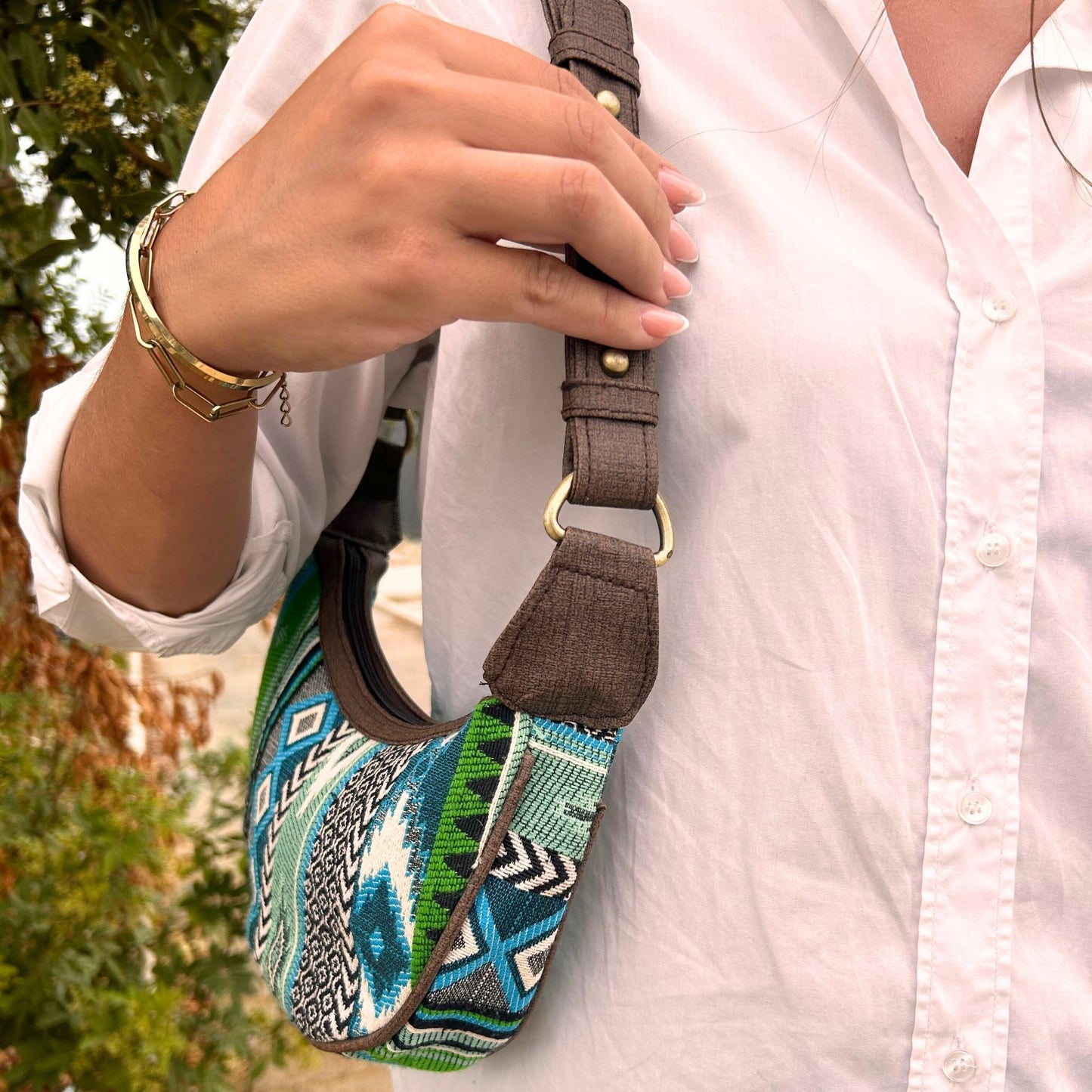 Bossa Hobo de Jacquard - Verds Atrevits (corretja marró)
