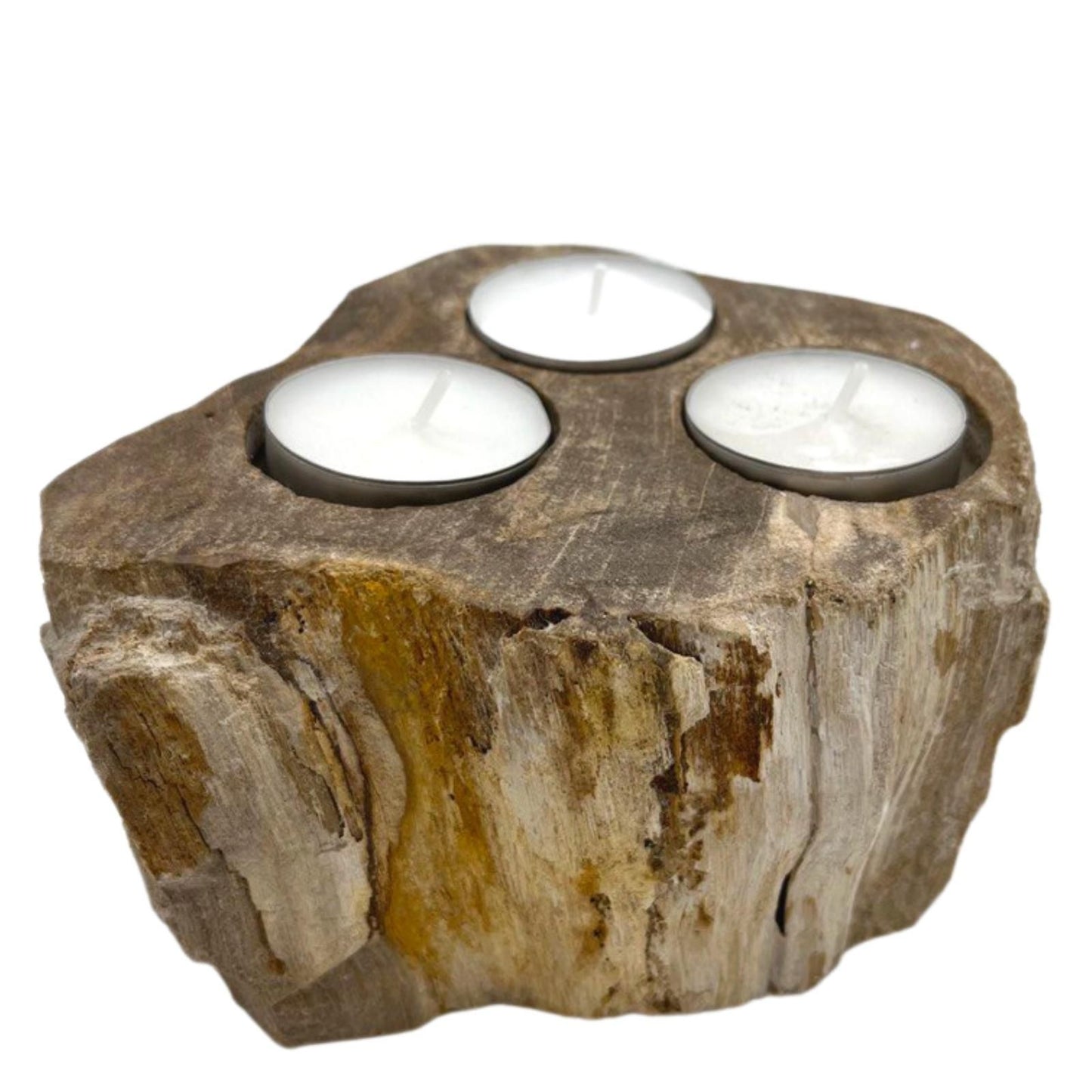 Portaespelmes de Fusta Petrificada - Triple