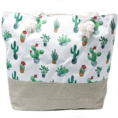 Bossa shopper amb nansa de corda - Mini Cactus