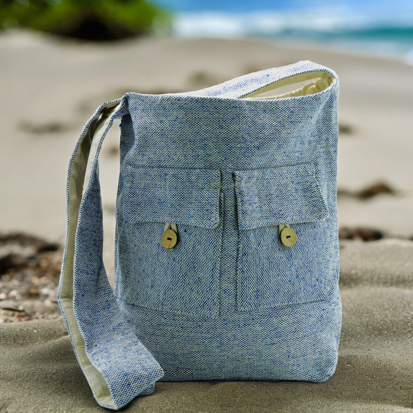 Bossa de Dues Butxaques Tons Naturals- Vaquer Denim- Mitjana