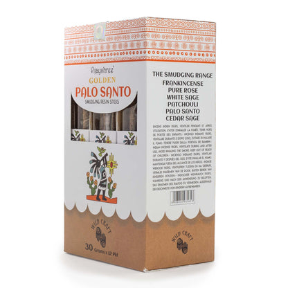 Varillas de resina para difuminar Palo Santo dorado de 30 g (6 unidades)