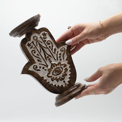 Candelabre de Fusta de Mango - Hamsa - Gran 25x18cm