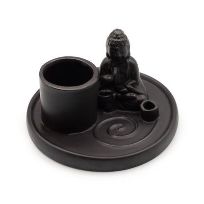 Plato de incienso de Buda multifuncional - cerámica negra mate