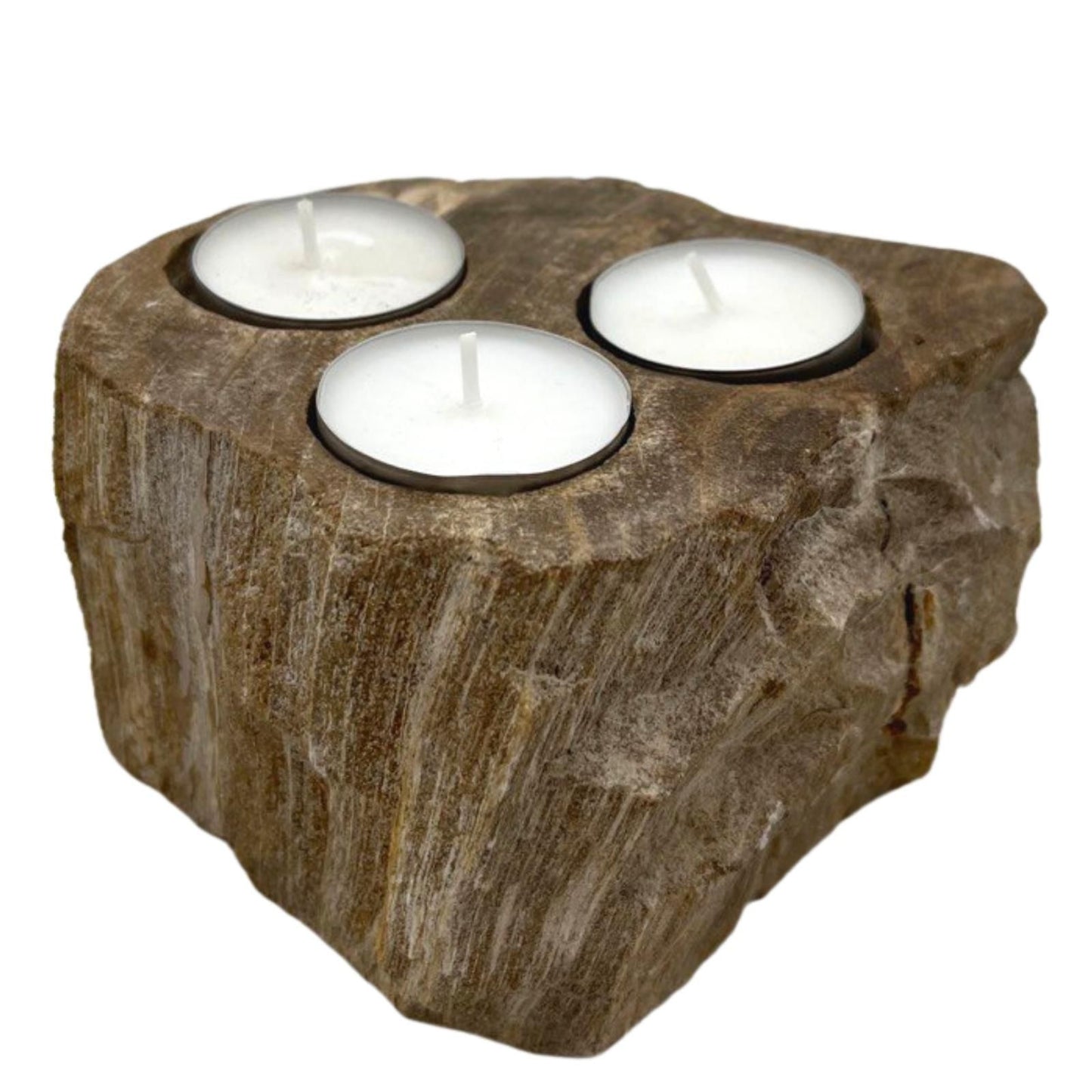 Portaespelmes de Fusta Petrificada - Triple
