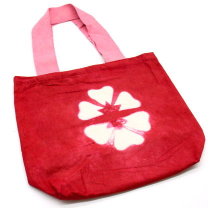 Bossa de Cotó Natural amb Disseny "Tie Dye" (220g) - 38x42x12cm - Flor Granat - Nansa Rosa