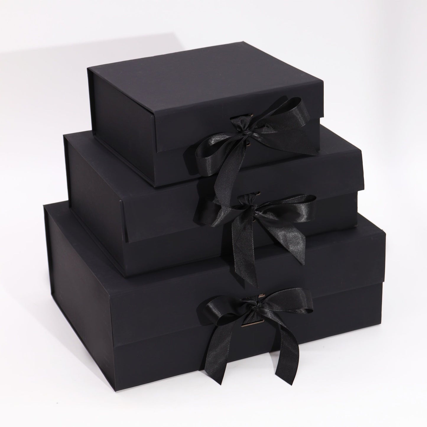 Caja de regalo plegable con Lazo 20x18.2x8 cm - Negra