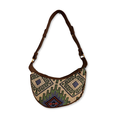 Bossa Hobo de Jacquard - Geo-Verd (corretja marró)