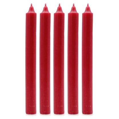 Espelmes de sopar massisses de color — Vermell rústic — Paquet de 10