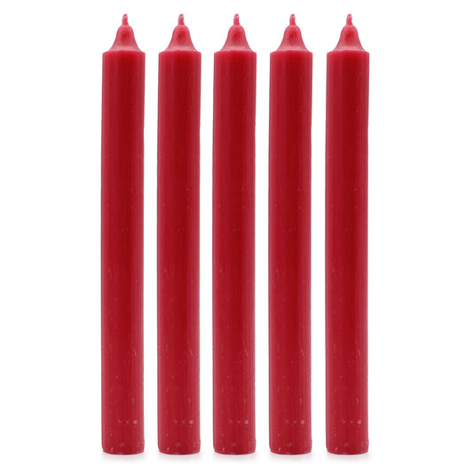 Espelmes de sopar massisses de color — Vermell rústic — Paquet de 10