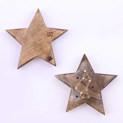 Quemador de incienso con signos del zodíaco de latón grabado - Estrella