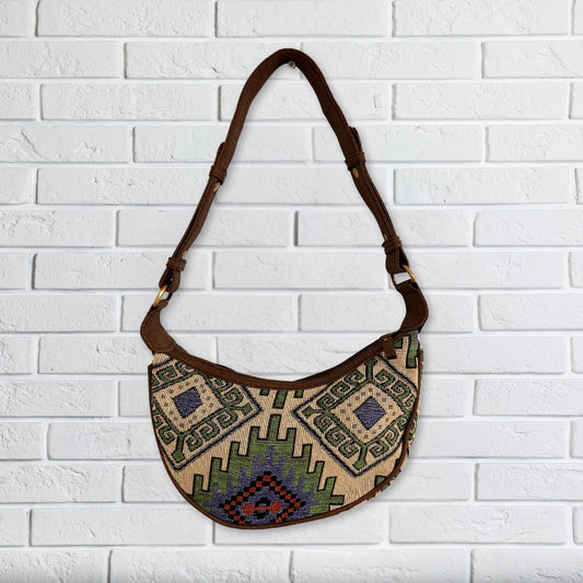 Bossa Hobo de Jacquard - Geo-Verd (corretja marró)