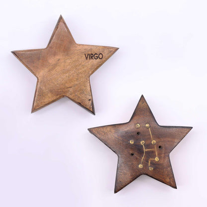 Quemador de incienso con signos del zodíaco de latón grabado - Estrella