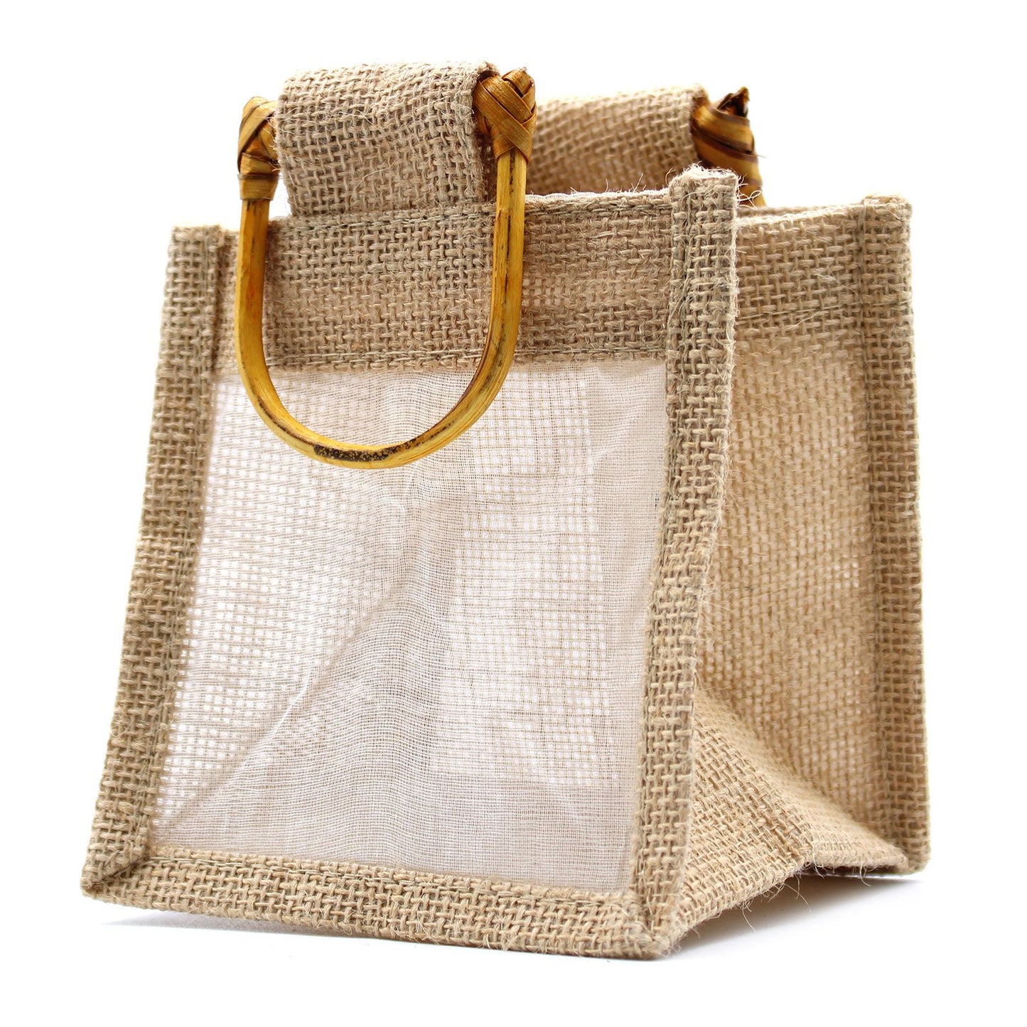 Bolsa de regalo de yute puro y algodón con ventana - 1 Ventana