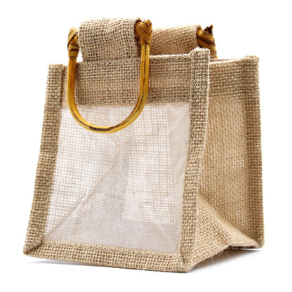 Bolsa de regalo de yute puro y algodón con ventana - 1 Ventana