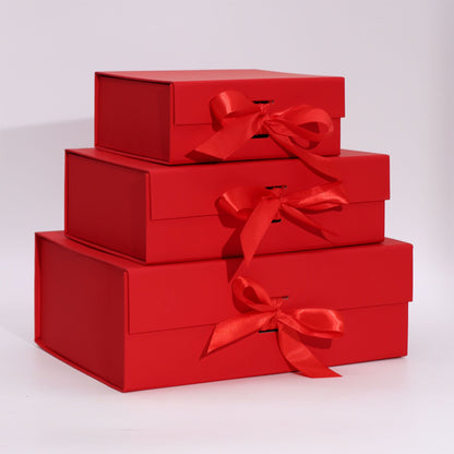 Caja de regalo plegable con Lazo 20x18.2x8 cm - Roja