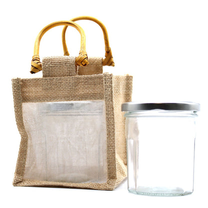 Bolsa de regalo de yute puro y algodón con ventana - 1 Ventana
