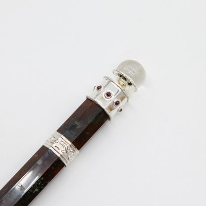 Varita Bloodroot Soverign -Extra Largo Fancy Jasper Magic- Parte superior de bola de cristal - 26cm