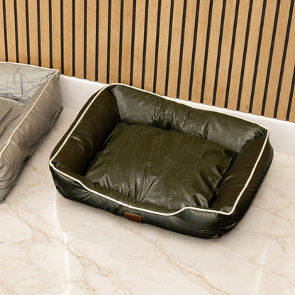 Cama pequeña verde caqui para gatos