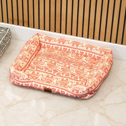 Cama roja decoración elefantes para gatos