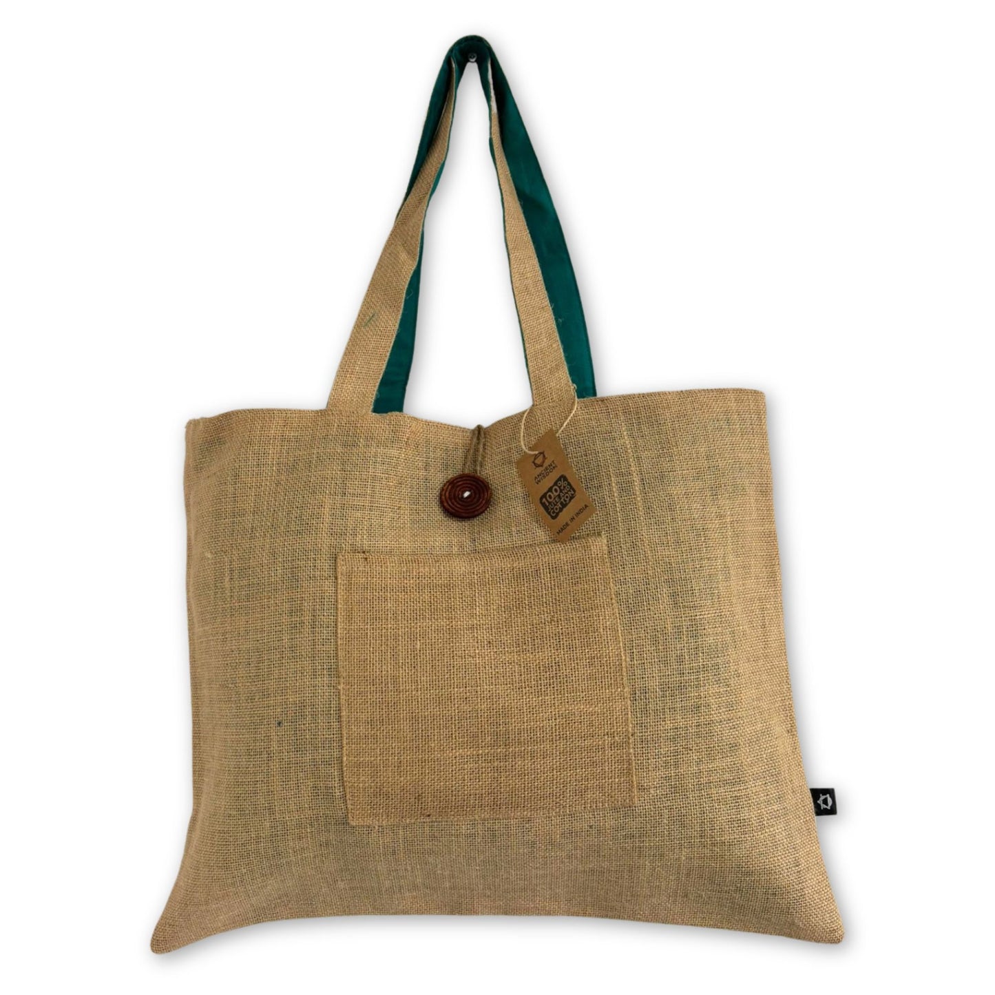 Bossa Gran Reversible de Jute i Cotó - Verd Blavós (7717C)