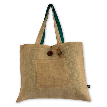 Bossa Gran Reversible de Jute i Cotó - Verd Blavós (7717C)