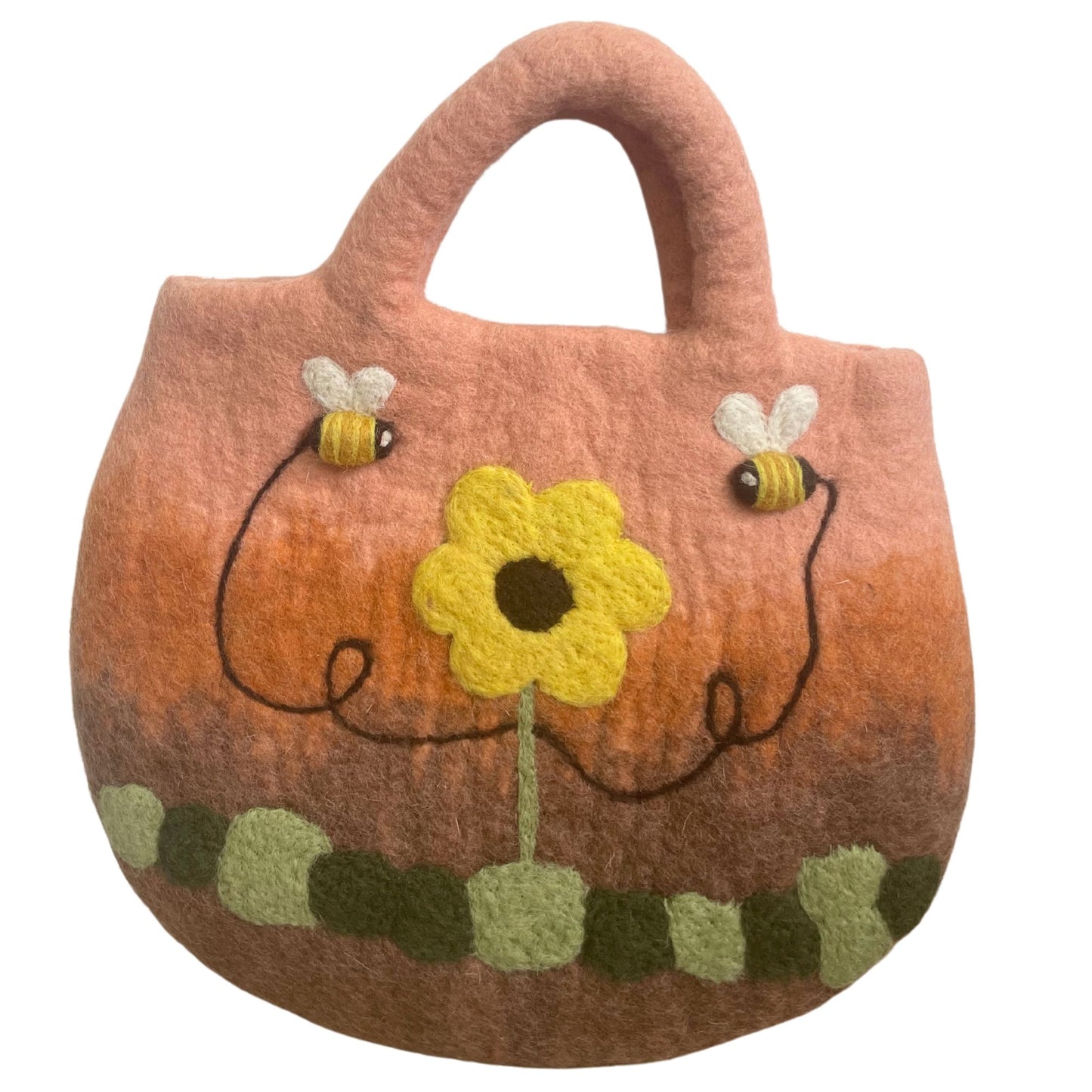 Bossa de feltre amb gira-sols i abelles - 35 x 27 cm