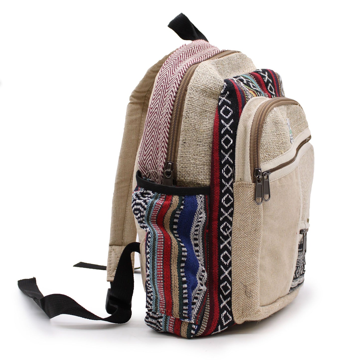 Motxilla petita de cànem - Estil Zig Zag Zips