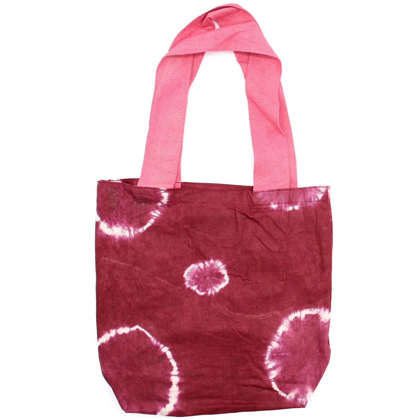 Bossa de Cotó Natural amb Disseny "Tie Dye" (220g) - 38x42x12cm - Anelles Granat - Nansa Rosa