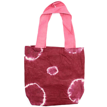 Bossa de Cotó Natural amb Disseny "Tie Dye" (220g) - 38x42x12cm - Anelles Granat - Nansa Rosa