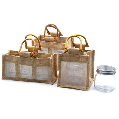 Bolsa de regalo de yute puro y algodón con ventana - 1 Ventana
