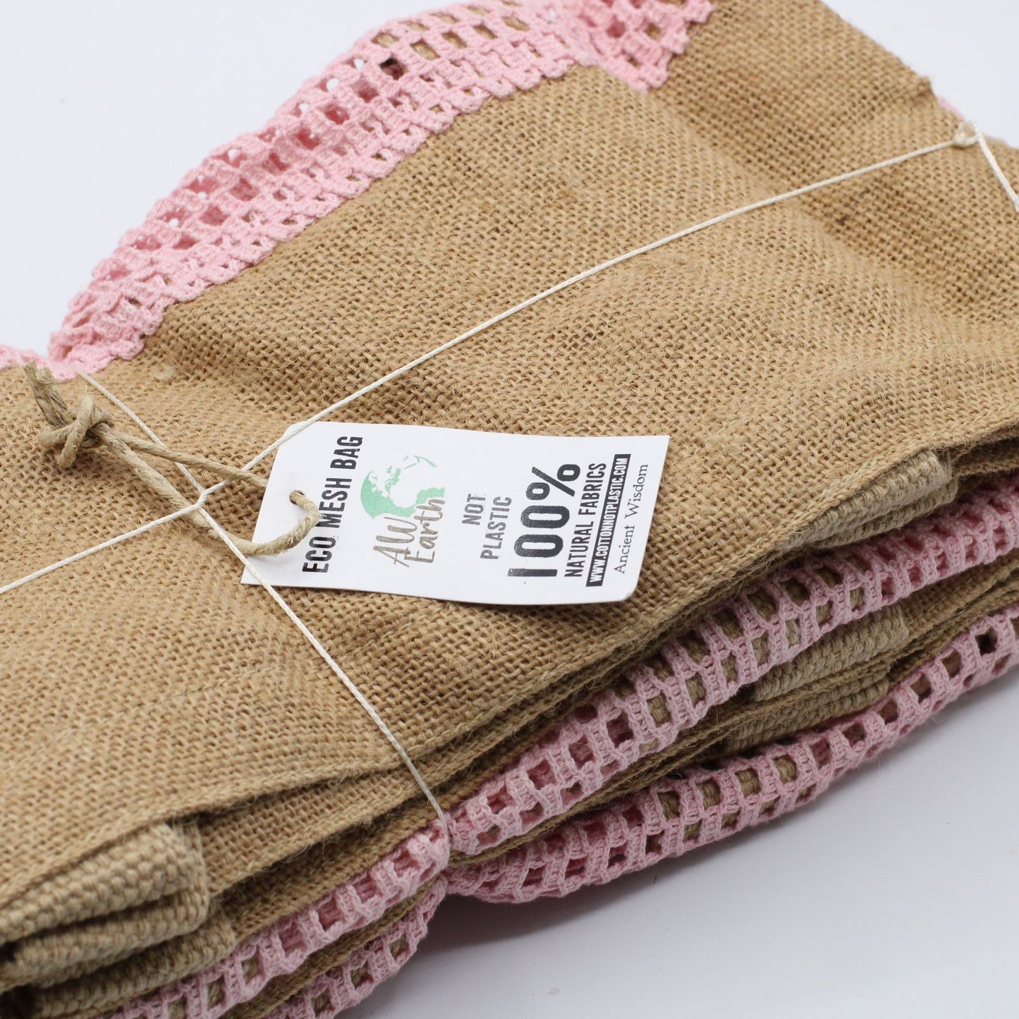 Bossa de Malla de Jute Suau Pur i Cotó - Rosa