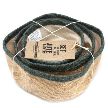 Conjunt de 3 cistelles de jute natural - Carbó