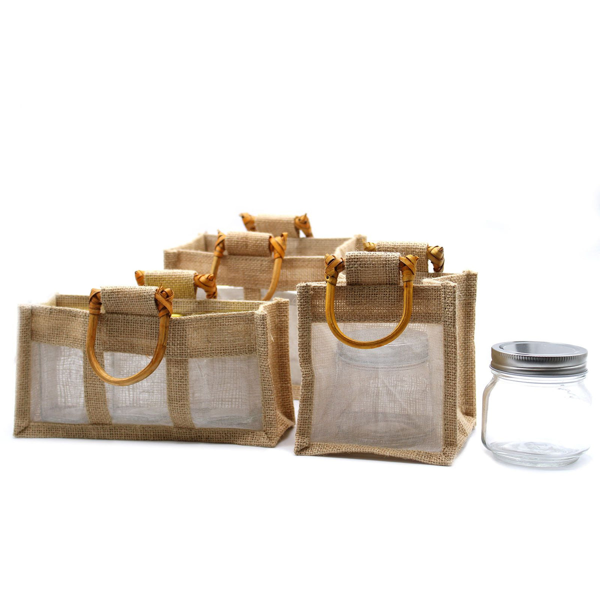Bolsa de regalo de yute puro y algodón con ventana - 1 Ventana