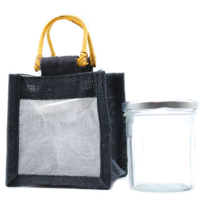 Bolsa de regalo de yute puro y algodón Negro - 1 Ventana