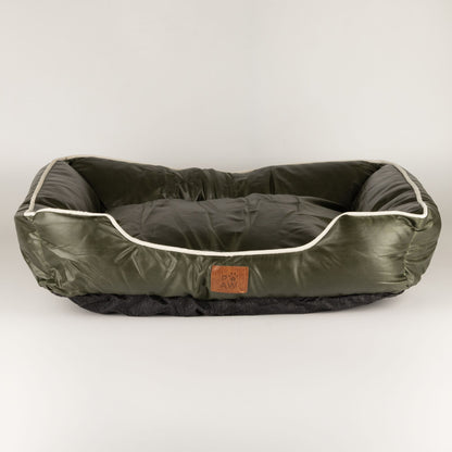 Cama pequeña verde caqui para gatos