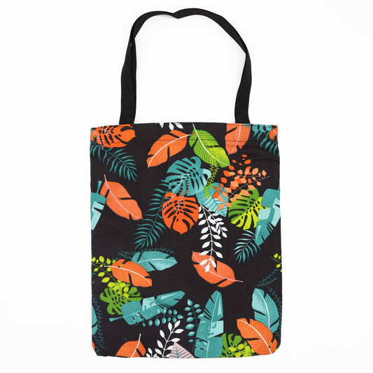 Bossa Tote Clàssica amb Cremallera (Motiu Tropical Fosc) 40x34cm