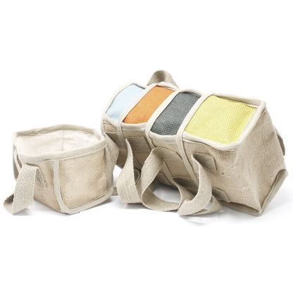 Cistella petita de jute - 16x10x12cm - Blava