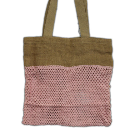 Bossa de Malla de Jute Suau Pur i Cotó - Rosa