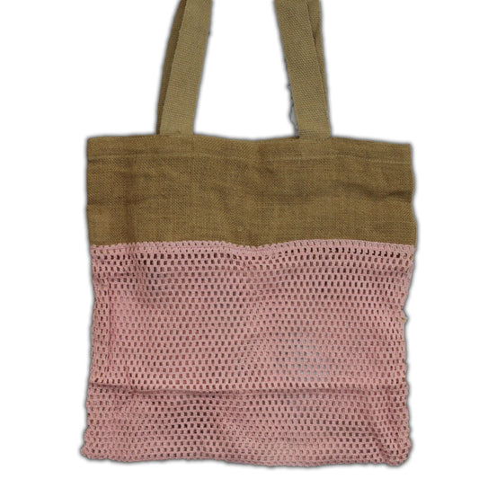Bossa de Malla de Jute Suau Pur i Cotó - Rosa
