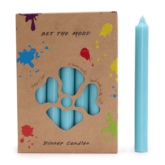 Joc d'Espelmes de Taula de Color Sòlid - Pack de 21 - Aqua Rústic