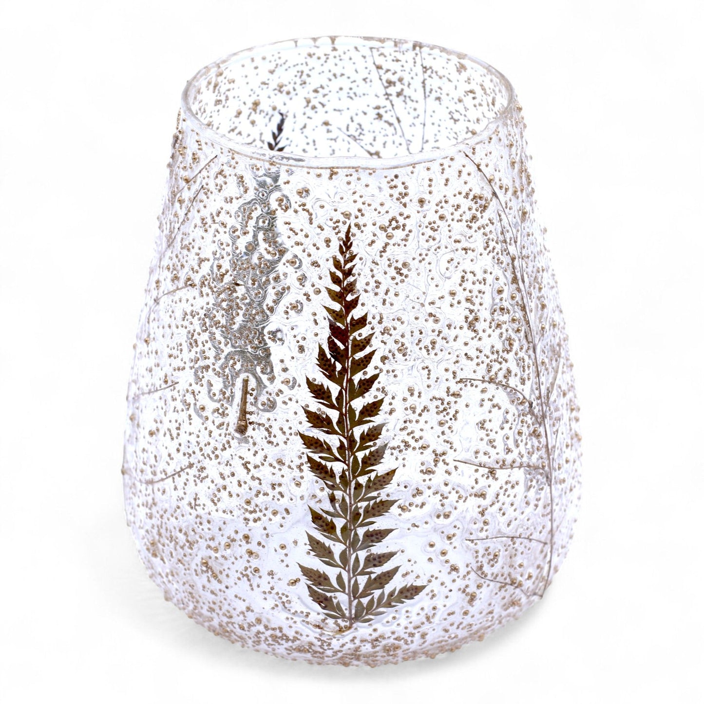 Portaespelmes de Vidre floral natural - Bol gran - Pi (15x12cm)