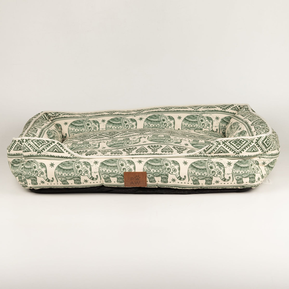 Cama verde decoración elefantes para perros