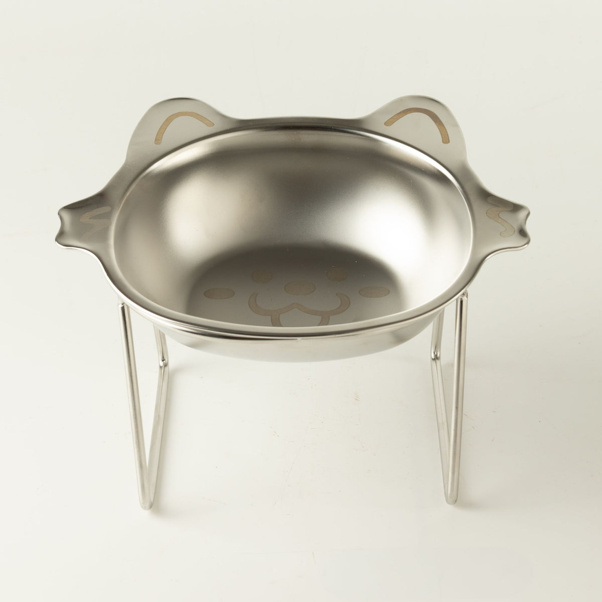 Cuenco elevado de acero inoxidable para gatos con soporte
