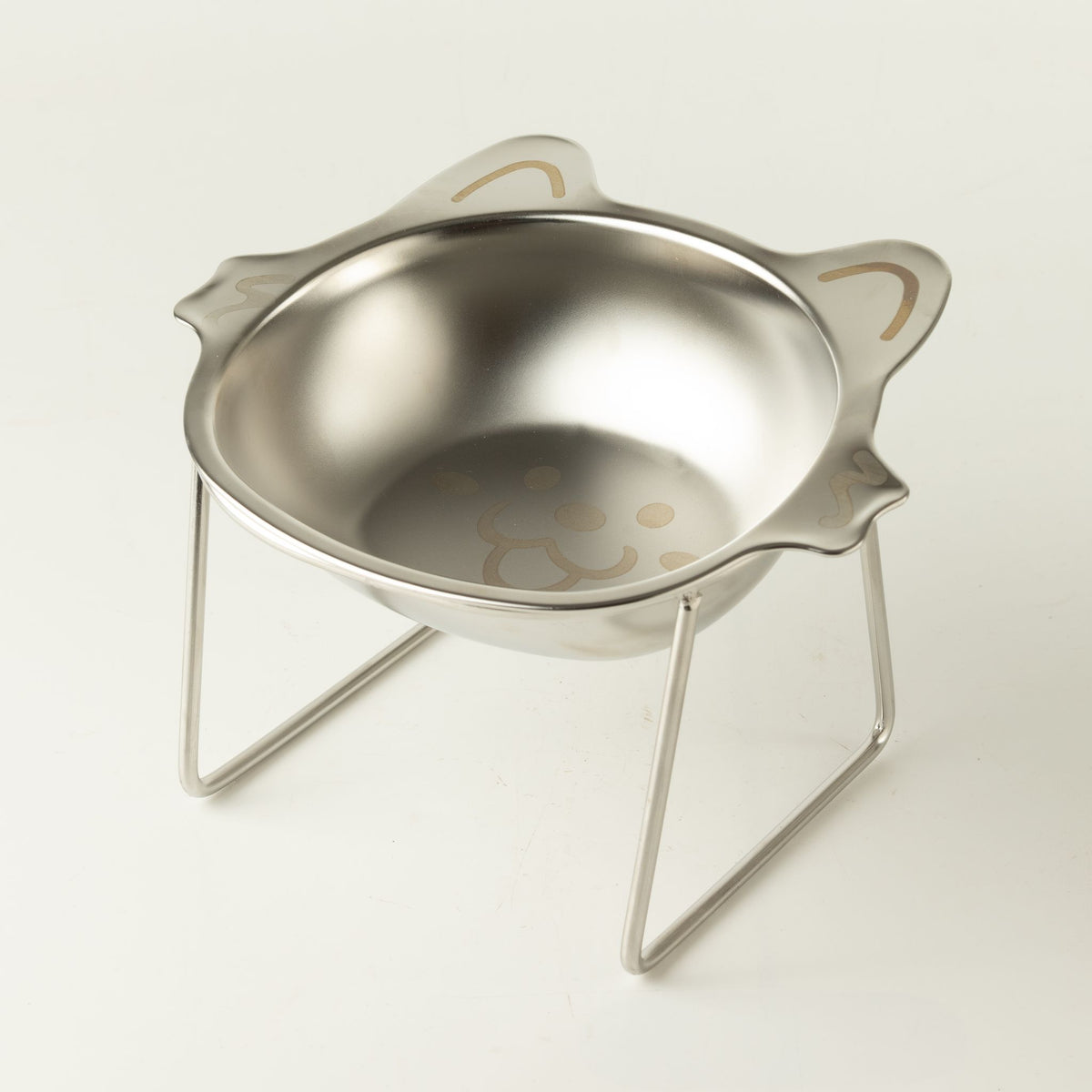 Cuenco elevado de acero inoxidable para gatos con soporte